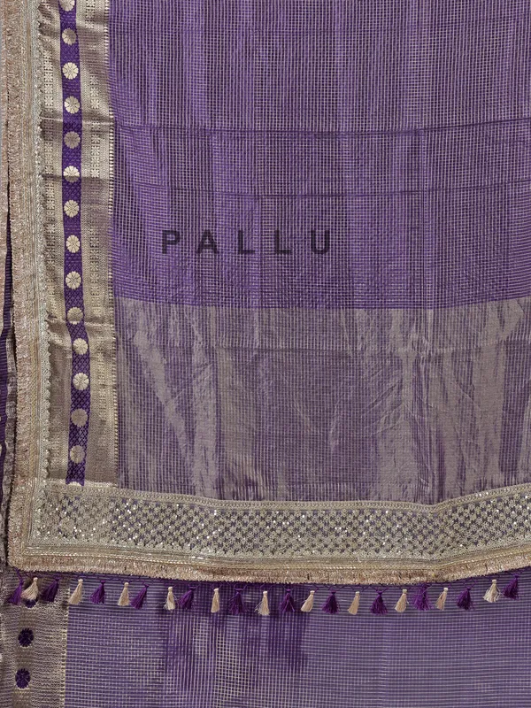 Purple dola silk saree with zari detailing