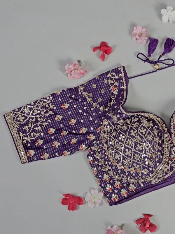 Purple dola silk saree with zari detailing