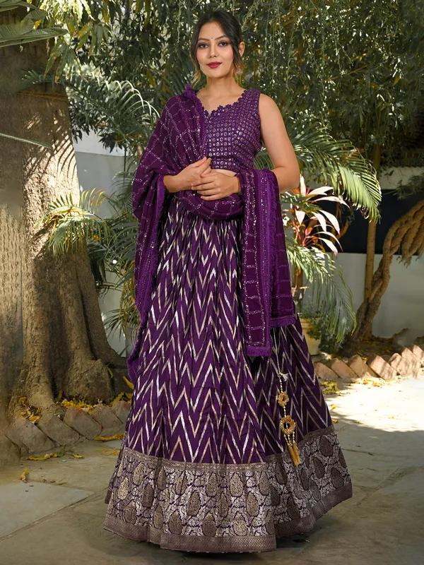 Purple dola silk wedding lehenga choli