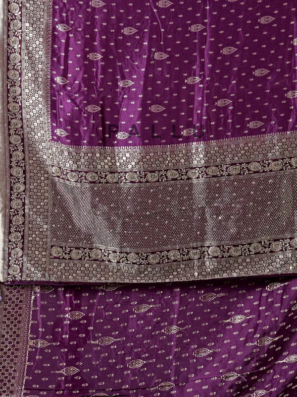 Purple dola silk zardosi embellished saree