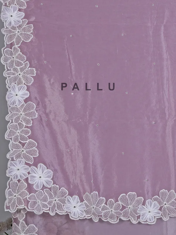 Purple dola tissue silk saree with embellishments