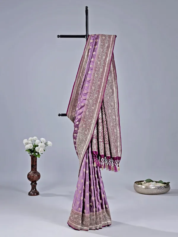 Purple embellished silk saree for any special occasions