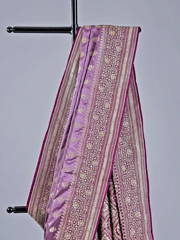 Purple embellished silk saree for any special occasions