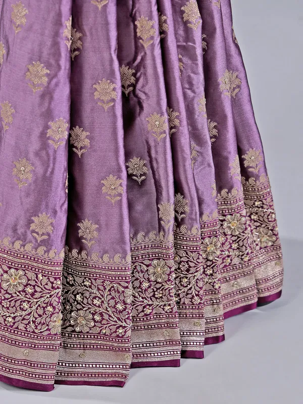 Purple embellished silk saree for any special occasions