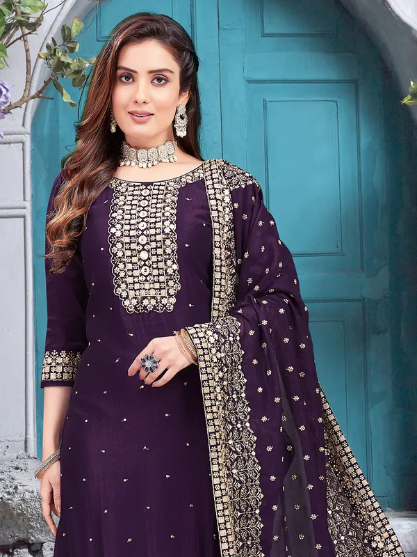 Purple festive special silk salwar suit