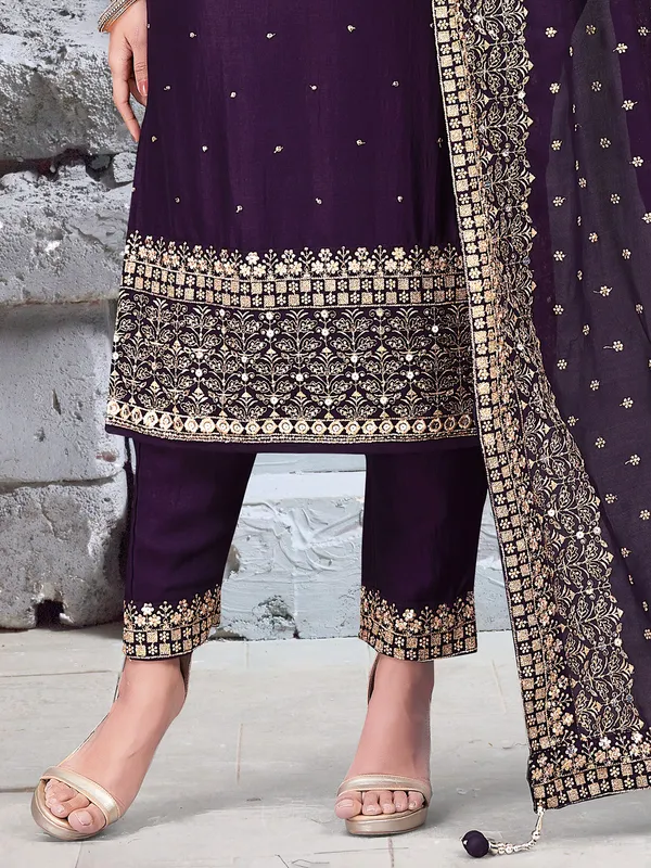 Purple festive special silk salwar suit