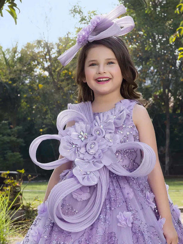 Purple floor length gown for girls