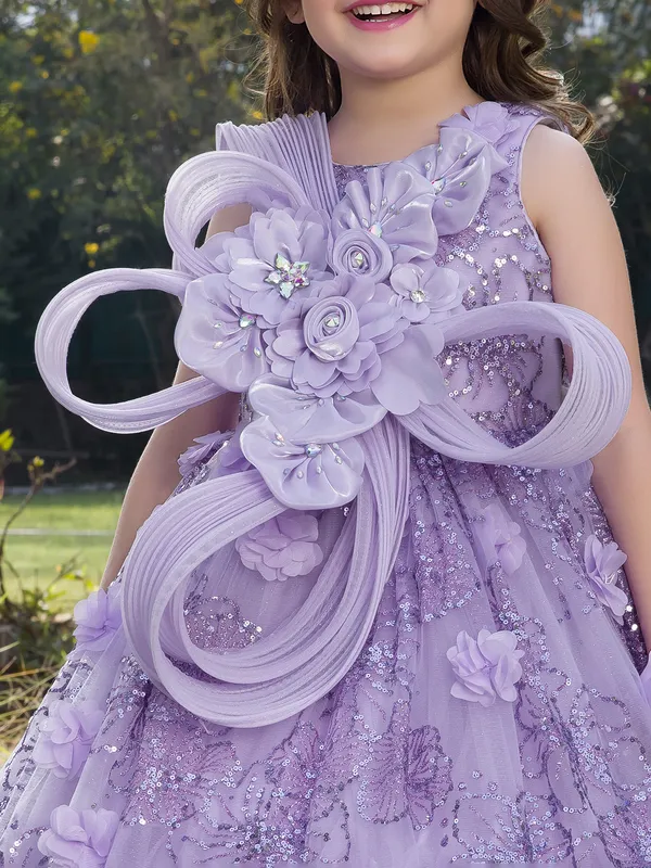 Purple floor length gown for girls