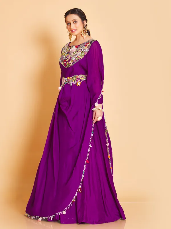 Purple georgette designed gown