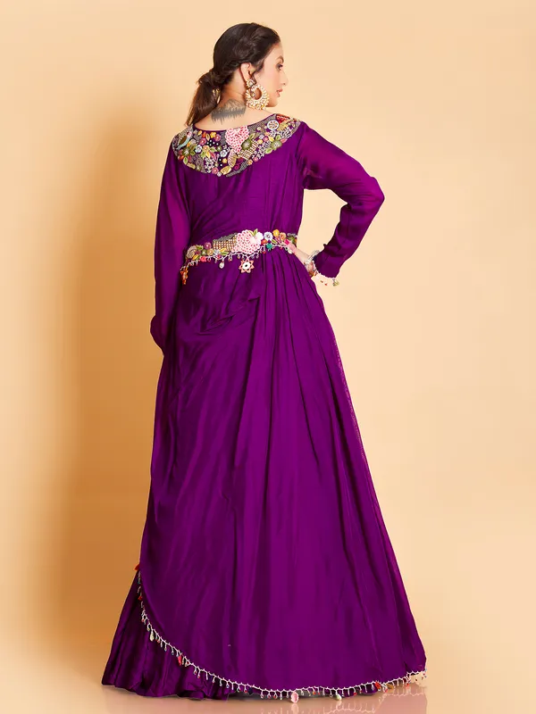 Purple georgette designed gown