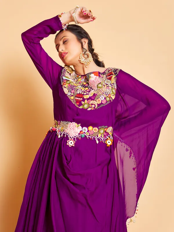 Purple georgette designed gown