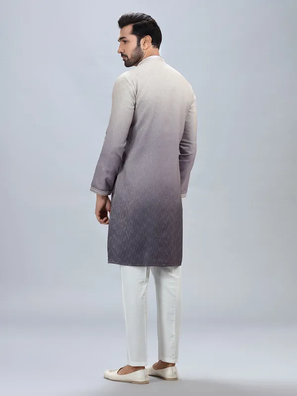 Purple georgette festive wear kurta pajama for men