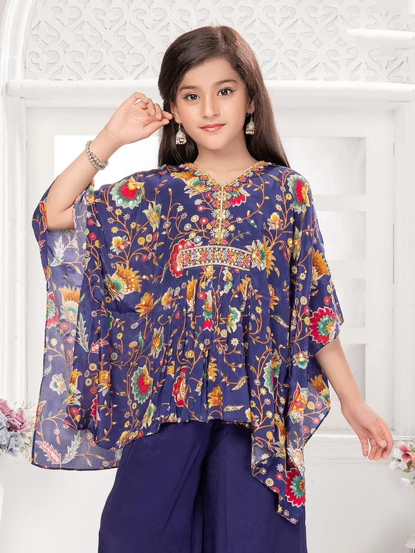 Purple georgette printed palazzo salwar suit