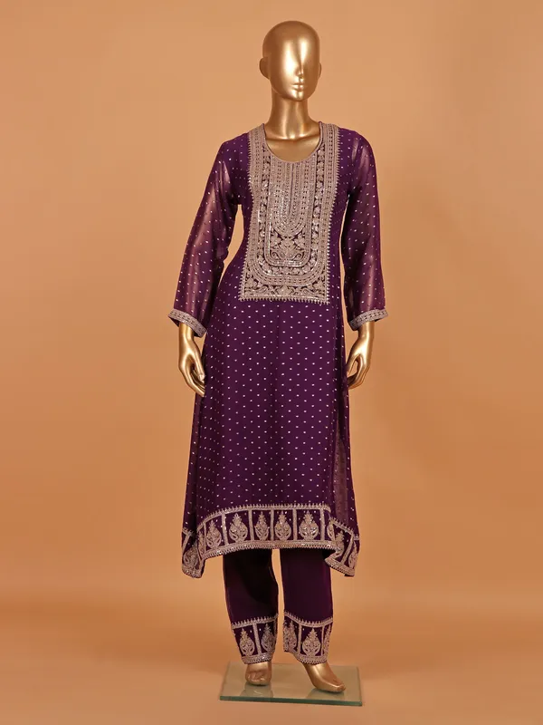 Purple georgette salwar suit for women