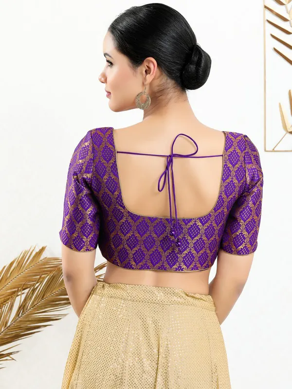 Purple jacquard ready made blouse