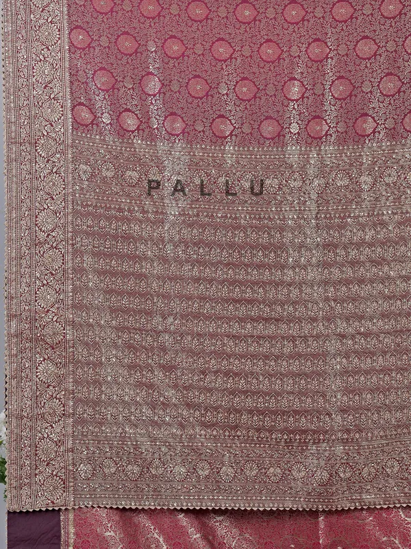 Purple kanjivaram silk saree with zari weaving for wedding wear