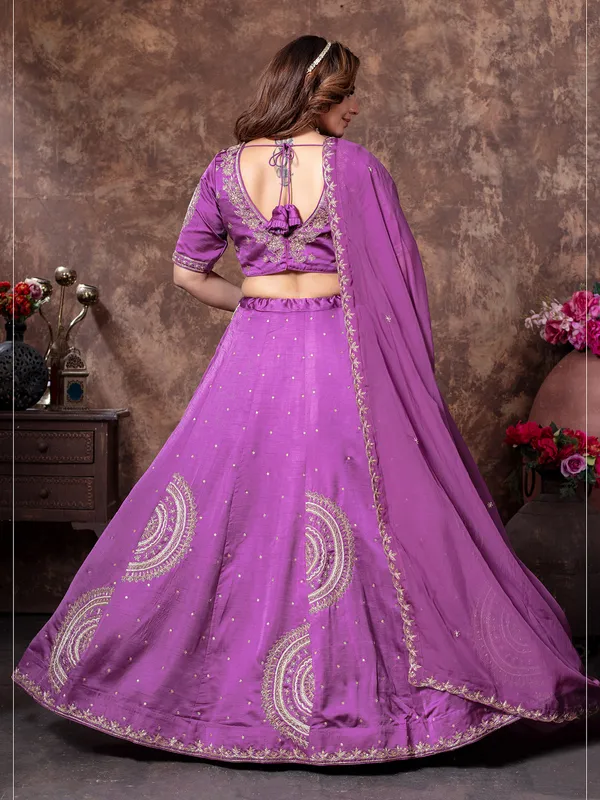 Purple lehenga choli in rich silk