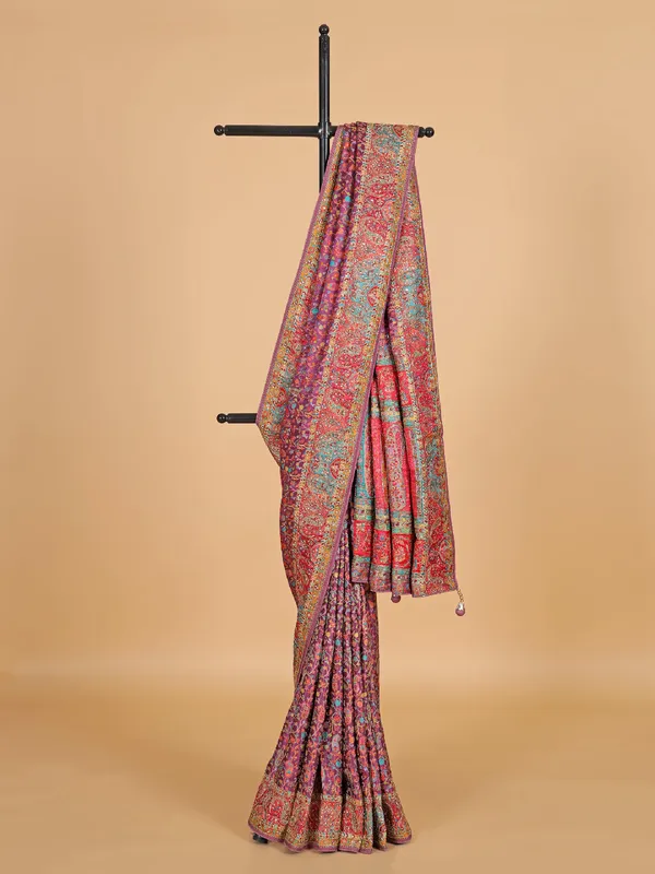 Purple masru silk wedding wear saree