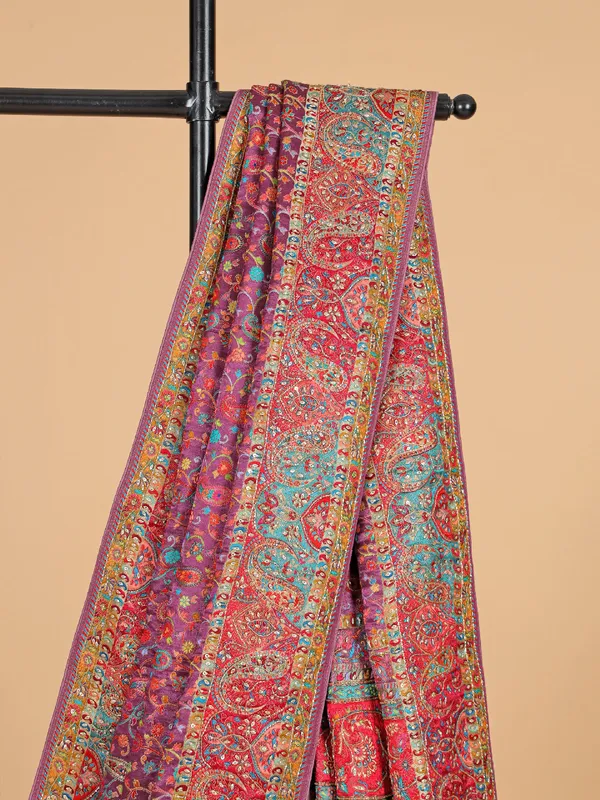 Purple masru silk wedding wear saree
