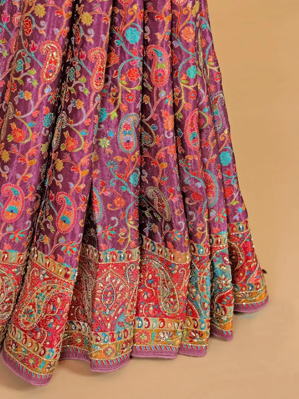 Purple masru silk wedding wear saree