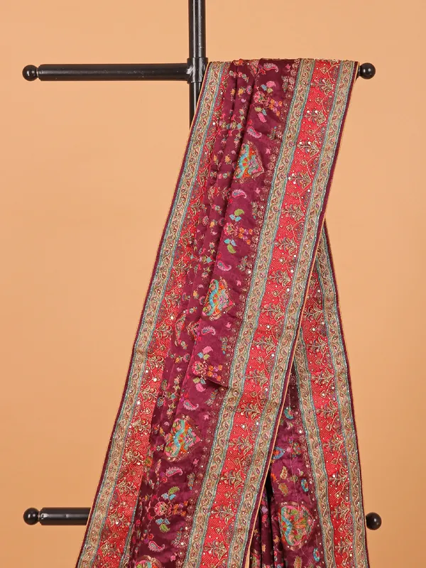 Purple modal silk saree for wedding