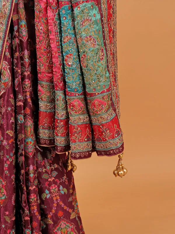 Purple modal silk saree for wedding
