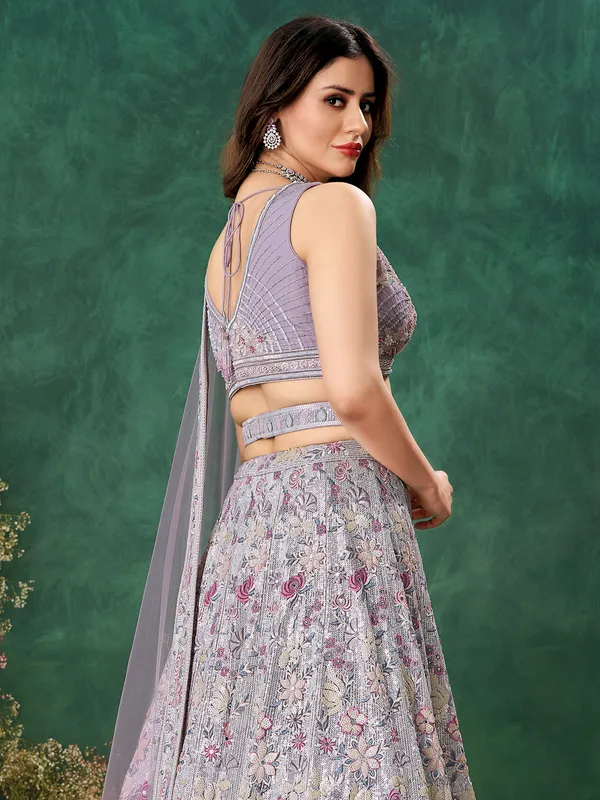 Purple net lehenga choli for women