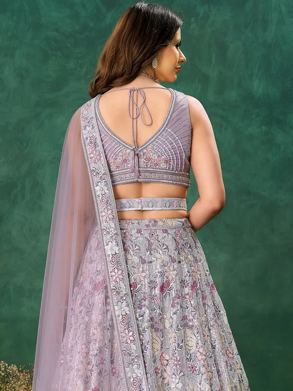 Purple net lehenga choli for women