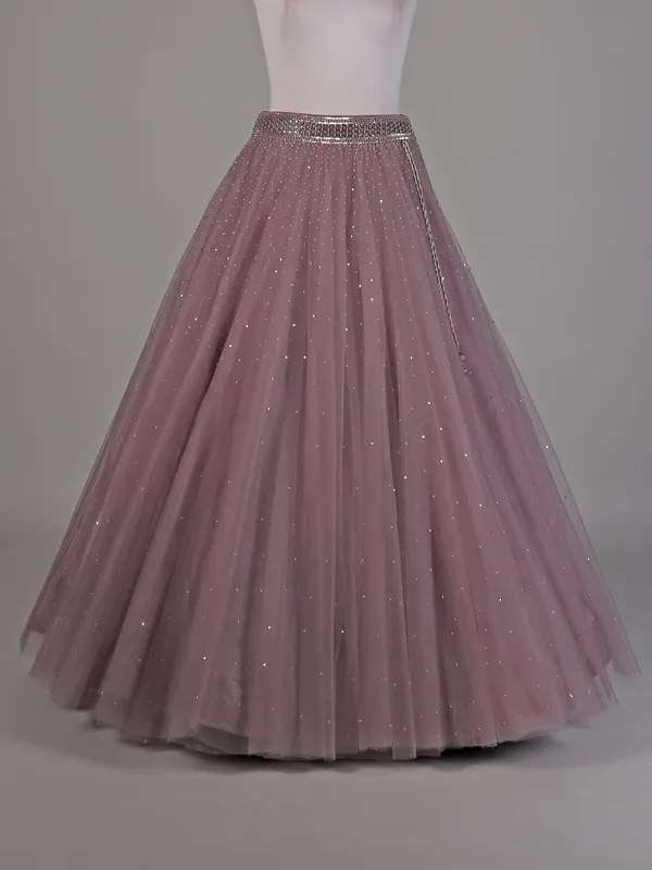 Purple net lehenga choli with dupatta for women