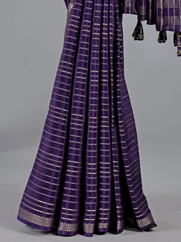 Purple organza saree with traditional sparkle