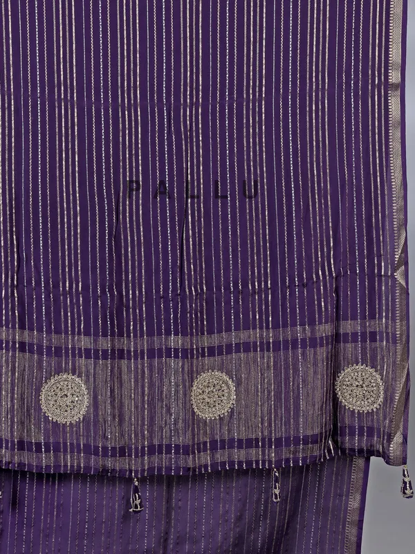 Purple organza saree with traditional sparkle
