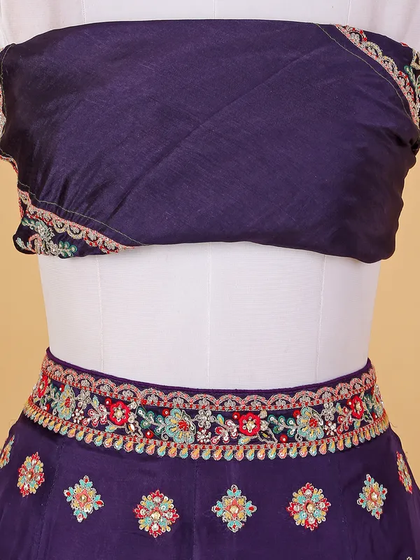 Purple organza unstitched lehenga choli