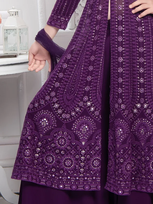 Purple palazzo georgette salwar suit