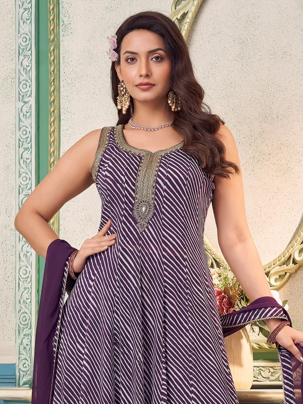 Purple palazzo suit with zardosi and dupatta