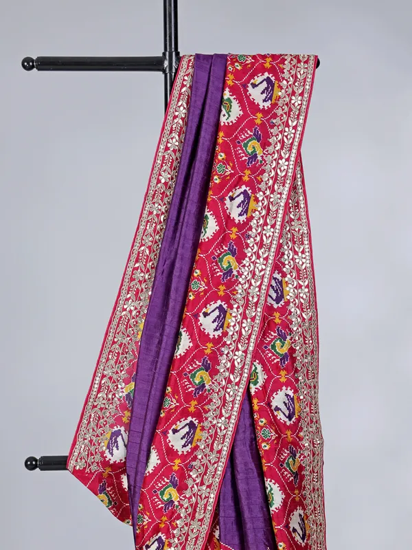 Purple pashmina silk wedding wear saree