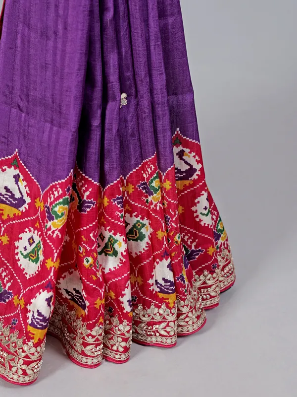 Purple pashmina silk wedding wear saree
