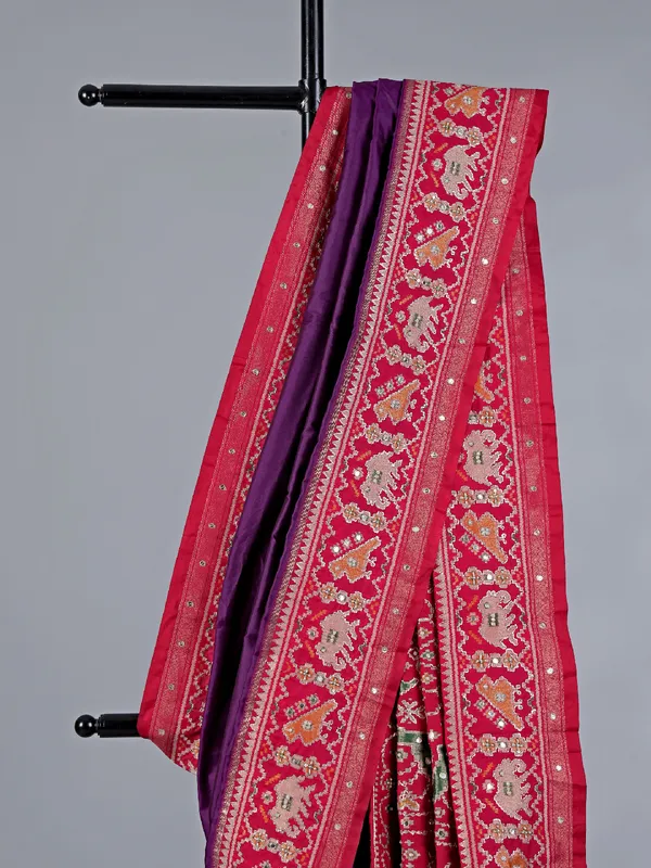Purple patola silk saree for wedding wear
