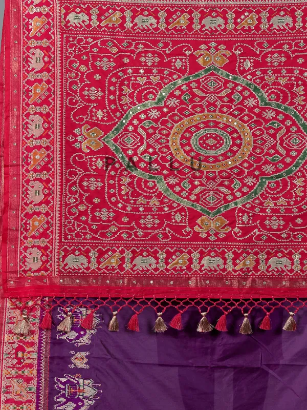 Purple patola silk saree for wedding wear