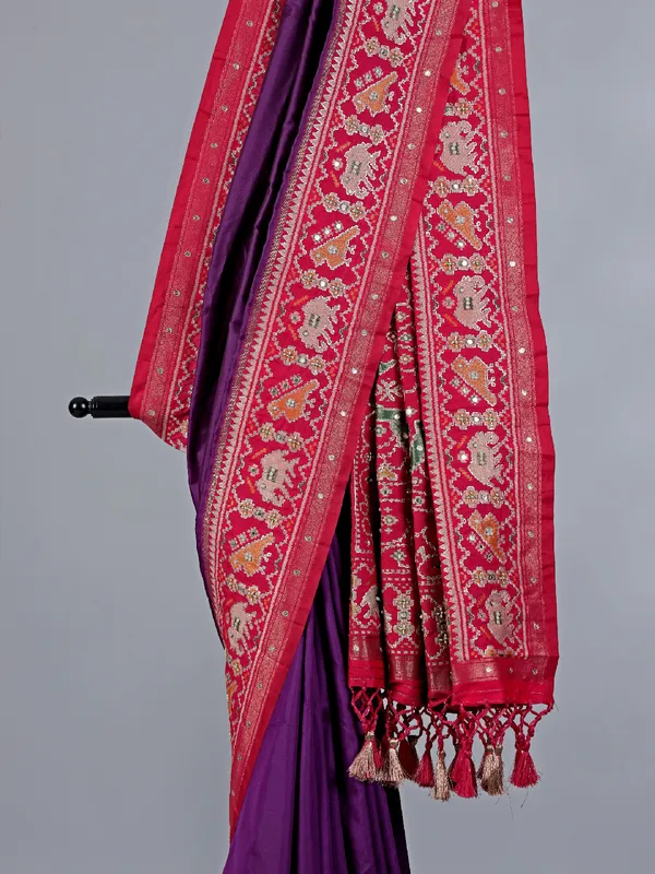 Purple patola silk saree for wedding wear