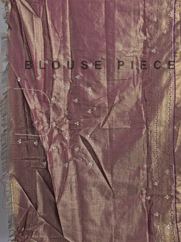 Purple printed cotton silk saree with wedding shine