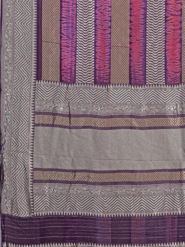 Purple printed georgette saree with zari weaving