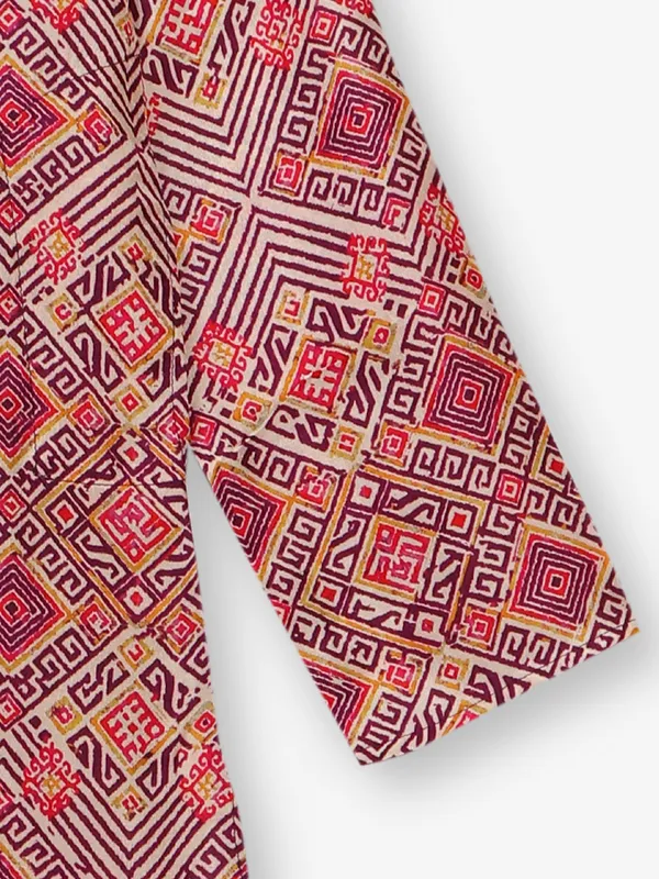Purple printed kurta suit for boys