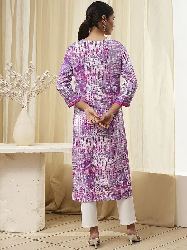 Purple printed kurti in cotton silk