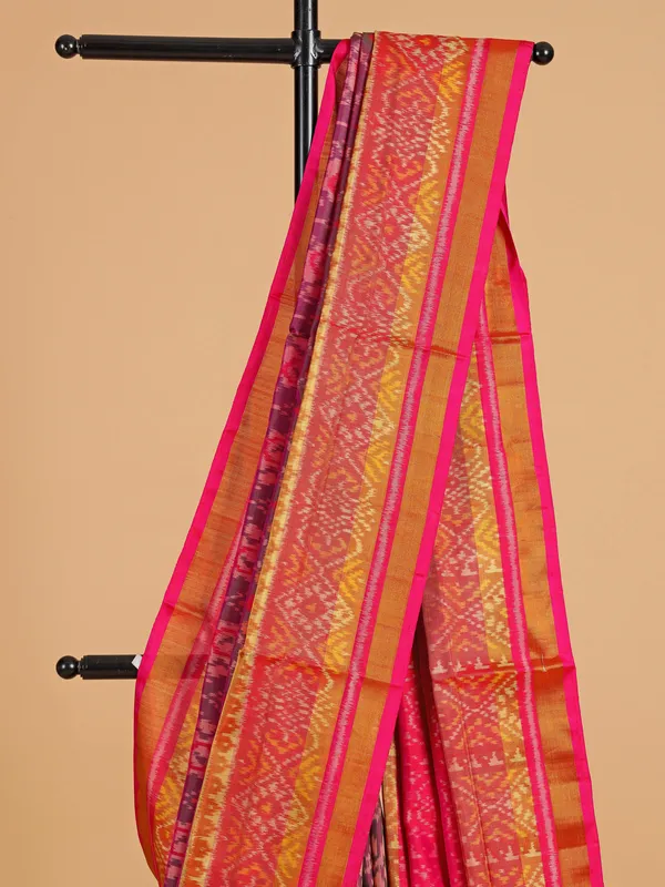 Purple printed patola silk saree