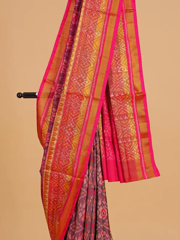 Purple printed patola silk saree