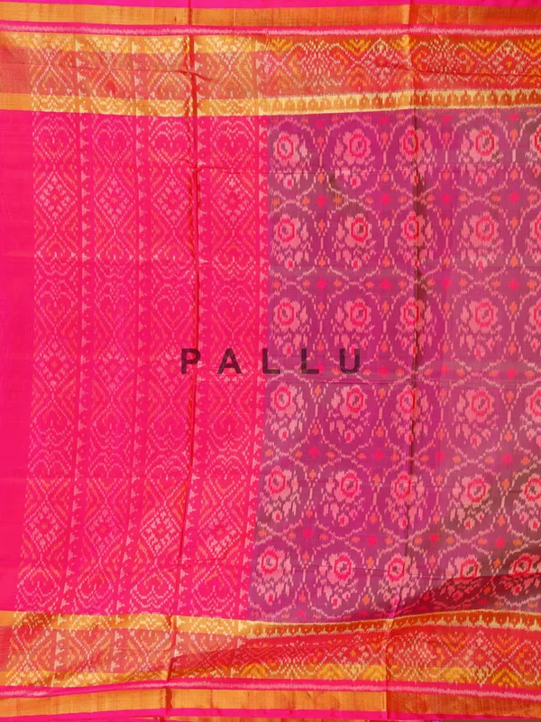 Purple printed patola silk saree
