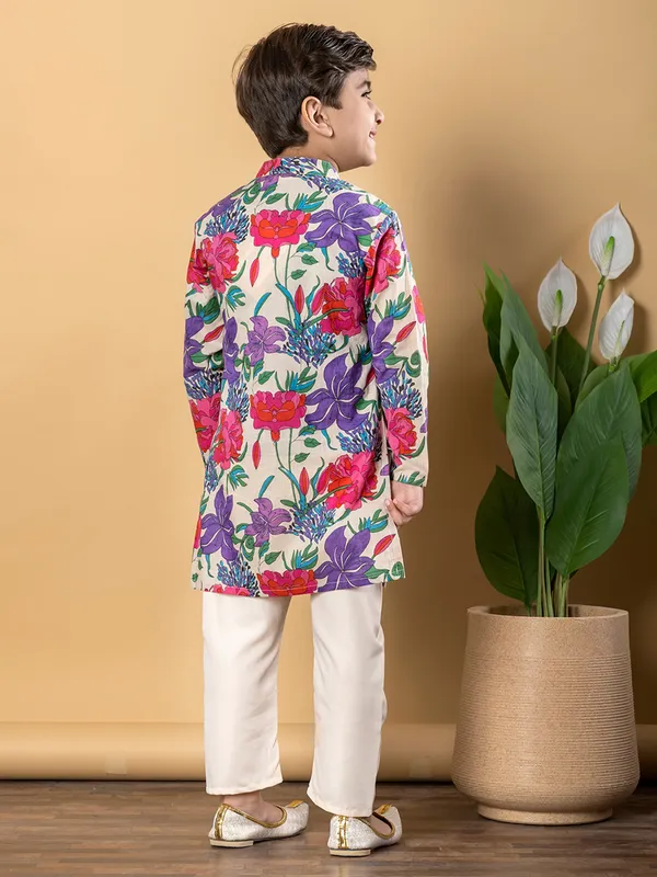 Purple printed patterned cotton kurta suit