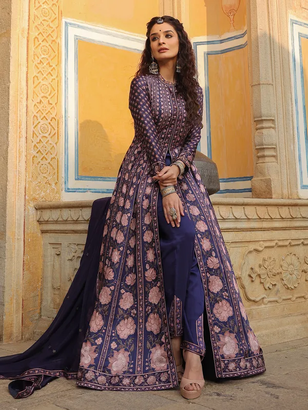 Purple printed salwar suit