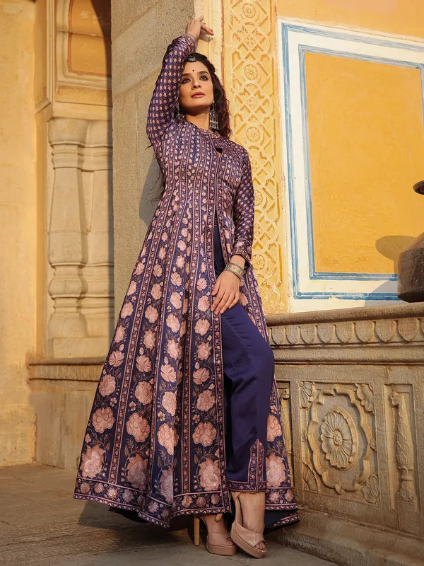 Purple printed salwar suit