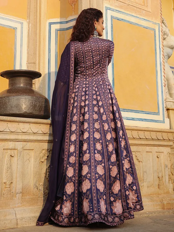 Purple printed salwar suit
